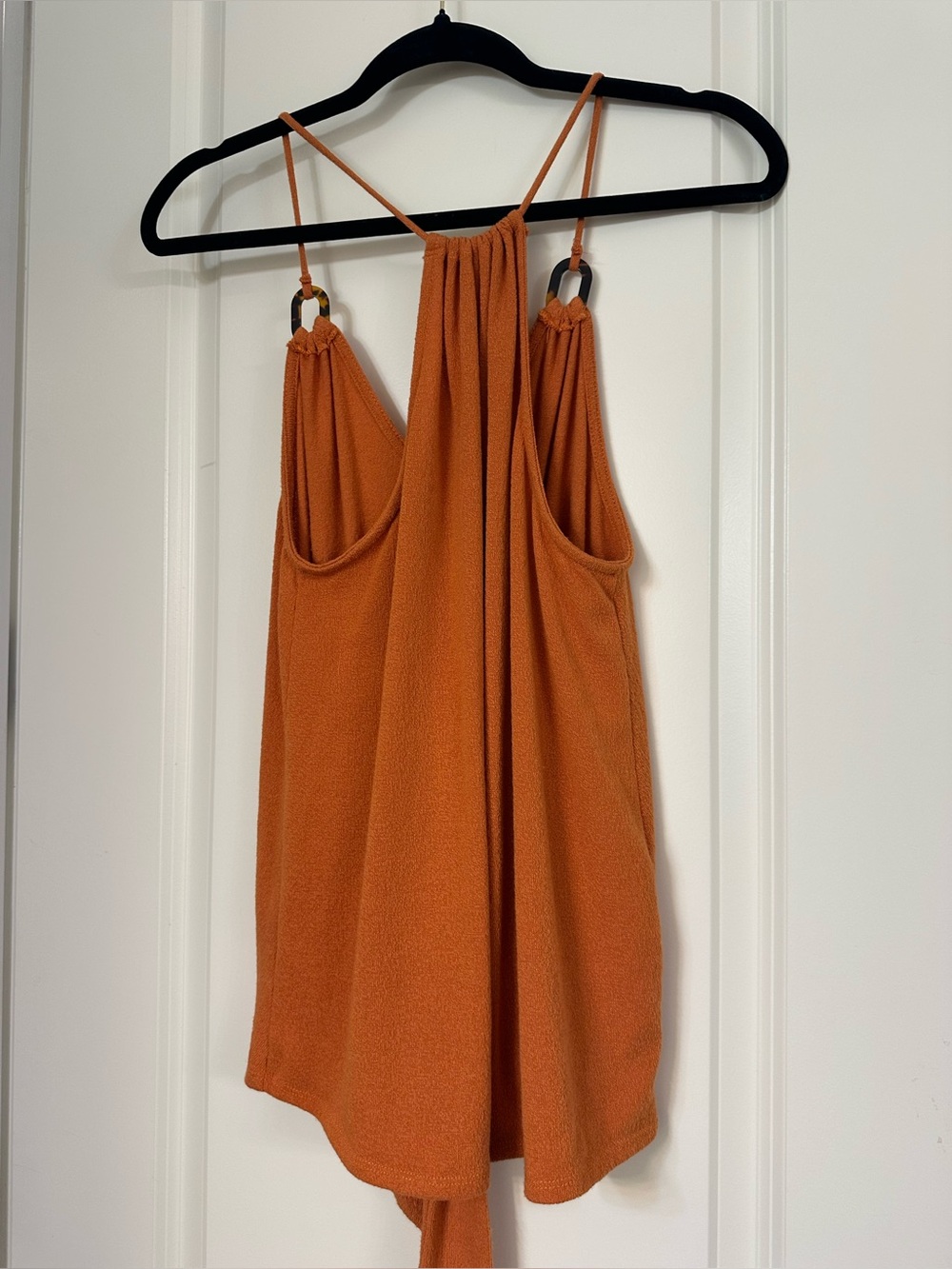 Blu Pepper Orange Knot Front Tank Top with Tortoise Accent Rings - Picture 6 of 11